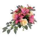 Stroik KOMPLET na grób kompozycja na cmentarz RÓŻE LILIE wiązanka bukiet