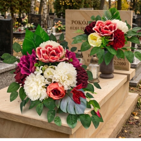 Komplet nagrobny z chryzantemą i magnolią LZ45