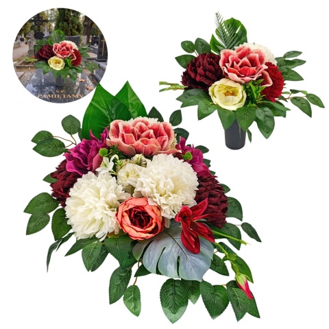 Komplet nagrobny z chryzantemą i magnolią LZ45